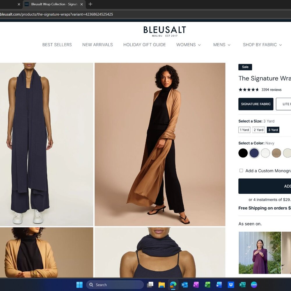 Bleusalt 3 Yard Signature Wrap- NAVY